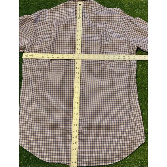 David Donahue shirt large mens plaid gingham casual business blue long sleeve - Picture 15 of 15